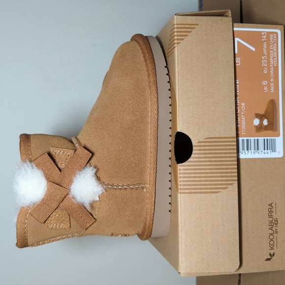Koolaburra by Ugg Victoria Mini Girls Suede Boots Faux Fur Lined Toddler Size 7 - Picture 3 of 8
